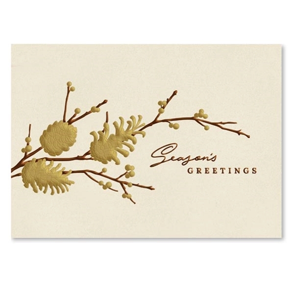 Gold Winter Greetings Holiday Card