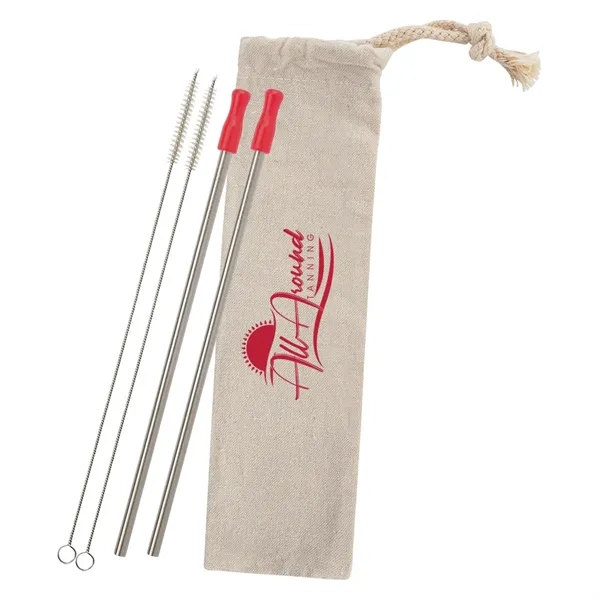 2-Pack Stainless Straw Kit with Cotton Pouch - Image 3