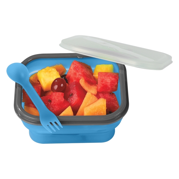 Collapsible Food Container With Dual Utensil - Image 2