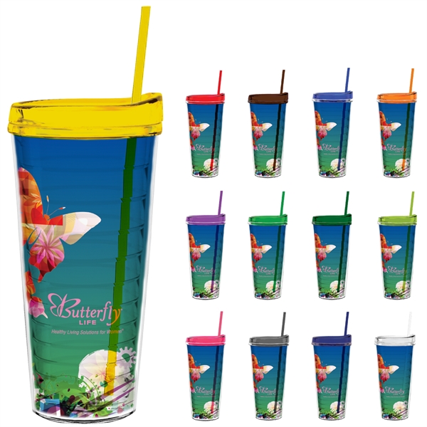 22 oz Made In The USA Tumbler with Lid  Straw - Image 1