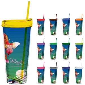 22 oz Made In The USA Tumbler with Lid  Straw