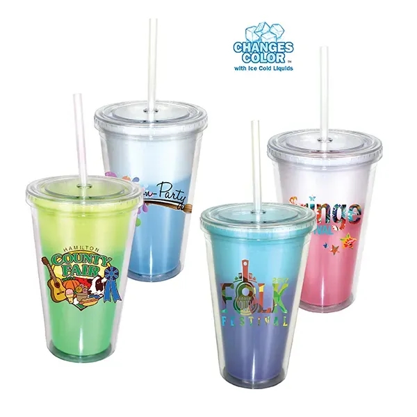 16 oz. Mood Victory Acrylic Tumbler with Straw Lid, Full Col - Image 1