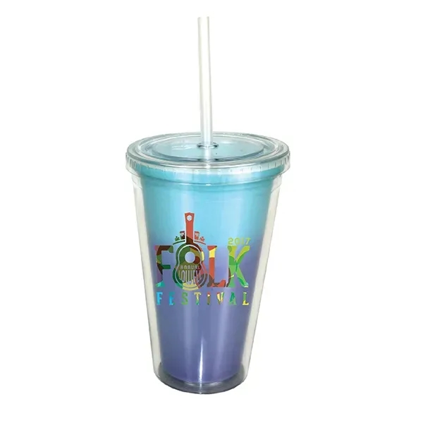 16 oz. Mood Victory Acrylic Tumbler with Straw Lid, Full Col - Image 2