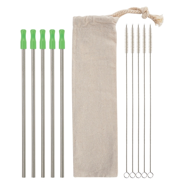 5-Pack Stainless Straw Kit with Cotton Pouch - Image 6