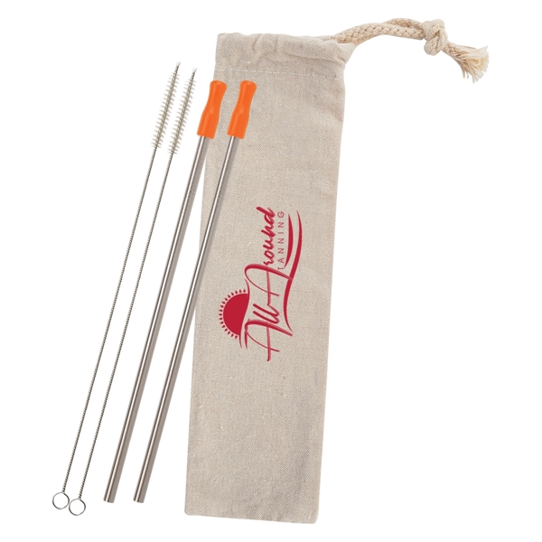 2-Pack Stainless Straw Kit with Cotton Pouch - Image 4