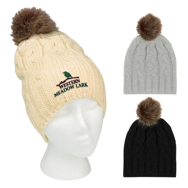 Cameron Cable Knit Pom Beanie - Image 1