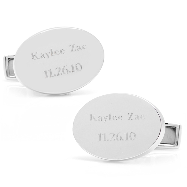Sterling Silver Infinity Edge Oval Engravable Cufflinks - Image 3