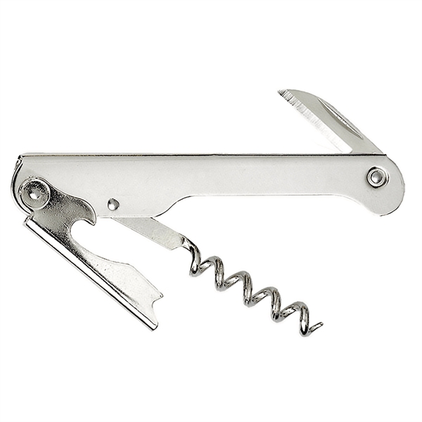 Waiter's Nickel Plated Corkscrew with Straight Blade - Image 2