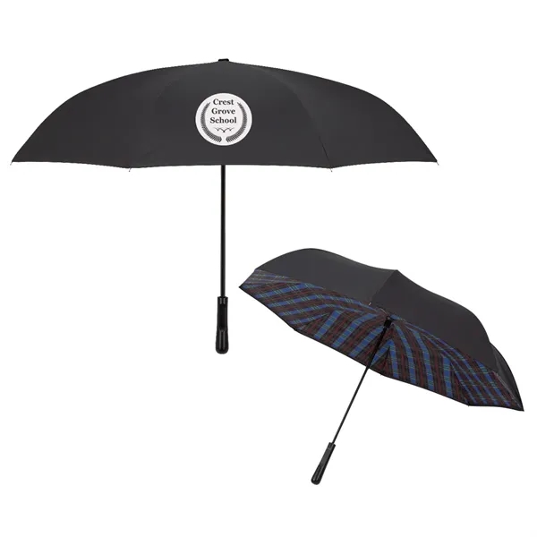 48" Arc Soho Tartan Inversion Umbrella - Image 8