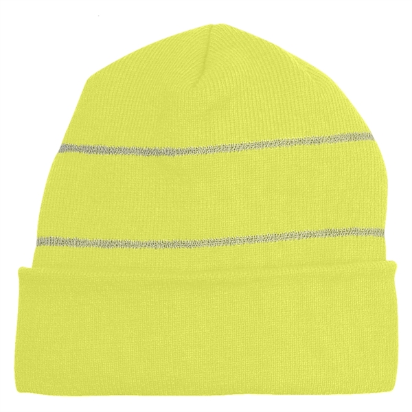 Knit Beanie with Reflective Stripes - Image 2