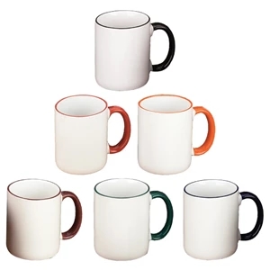 11 oz. White w/Color Rim and Handle C Handle Mug
