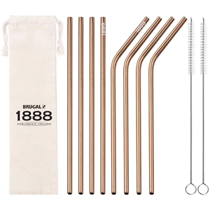 Metal Straw (304 food-grade stainless steel) (Pack of 4)