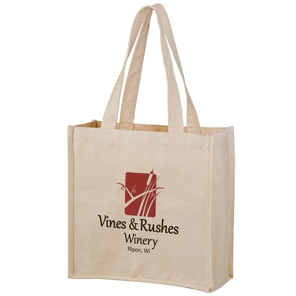 14 oz. Cotton Canvas Tote w/ Sewn-In Bottle Holders - Image 2