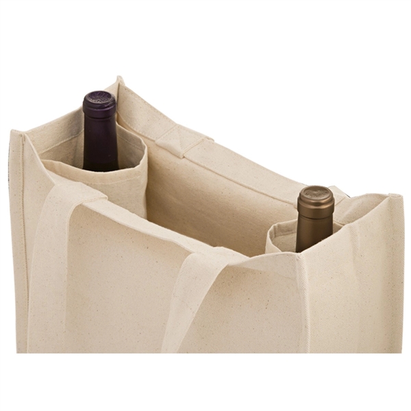 14 oz. Cotton Canvas Tote w/ Sewn-In Bottle Holders - Image 3
