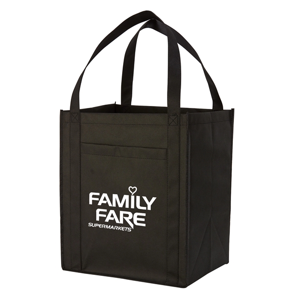Large Non-Woven Grocery Tote w/ Pocket - Image 2