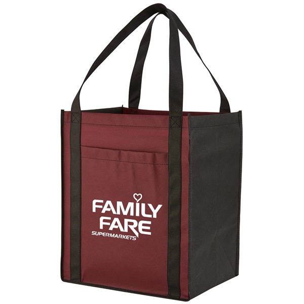 Large Non-Woven Grocery Tote w/ Pocket - Image 3