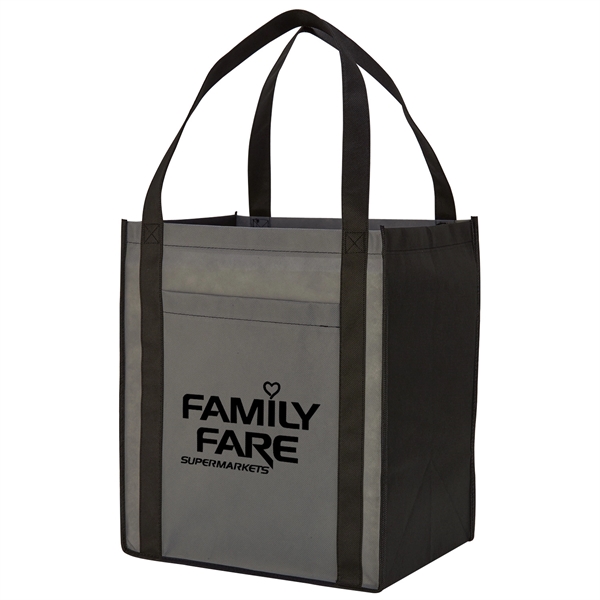 Large Non-Woven Grocery Tote w/ Pocket - Image 4