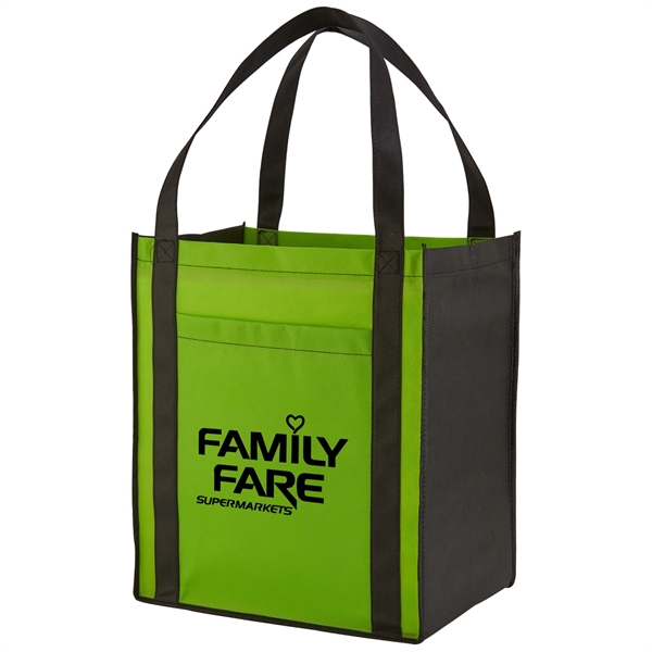 Large Non-Woven Grocery Tote w/ Pocket - Image 5