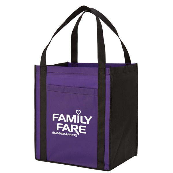 Large Non-Woven Grocery Tote w/ Pocket - Image 7