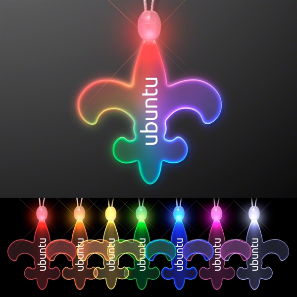 Light Up Fleur de Lis Acrylic Necklace with LEDs - Image 1