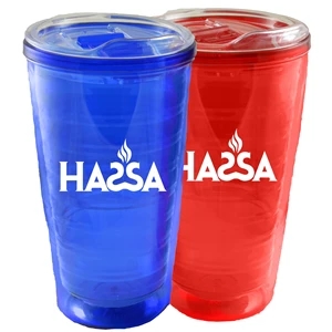 16/17 Oz. Double Wall Tumbler w/ Dual Purpose Snap-On Lid
