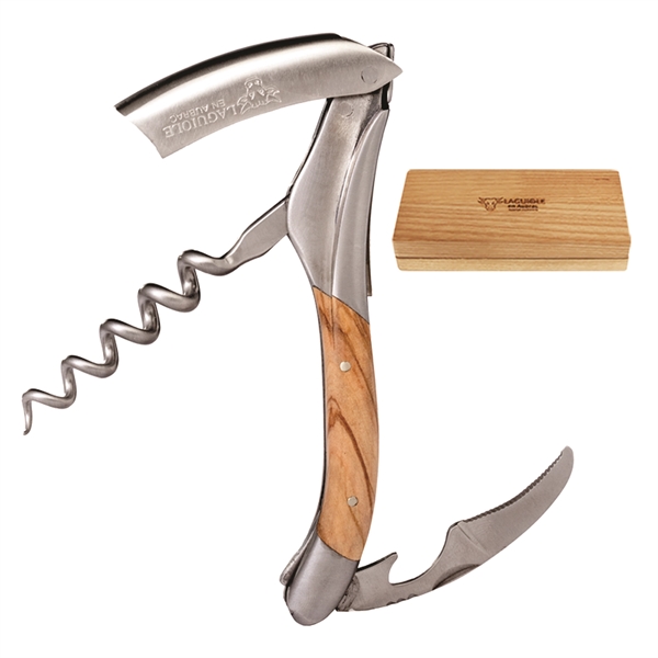 Laguiole en Aubrac Corkscrew - Olive Wood Handle - Image 2