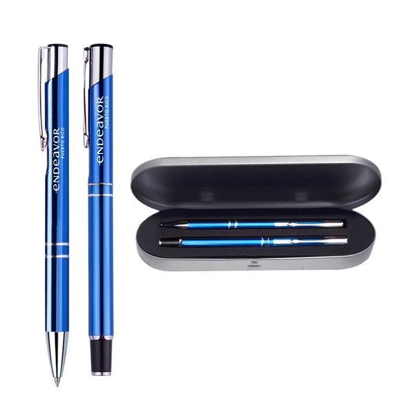 Metal Rollerball & Ballpoint Pen Gift Set - Image 1