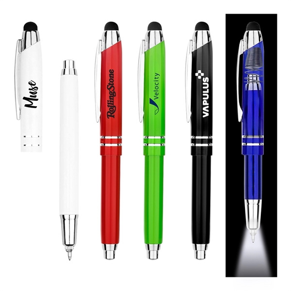 3 in 1 Metallic LED Light Pen - Image 1