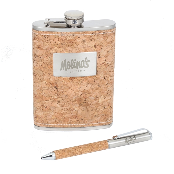 Cork Flask & Pen Gift Set - Image 2