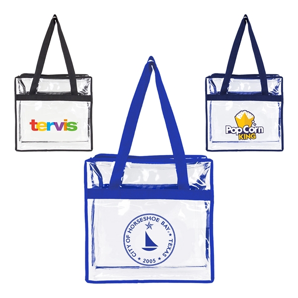 Clear Zippered Tote Bag - Image 1