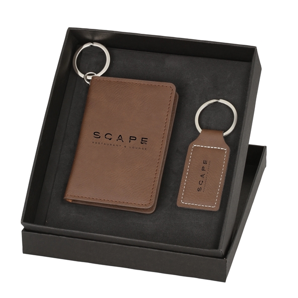 Laserable Leatherette Wallet & Keychain Set - Image 3