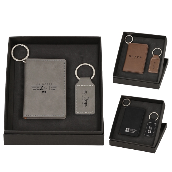Laserable Leatherette Wallet & Keychain Set - Image 1
