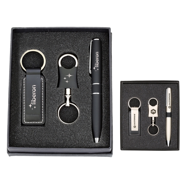 Metal Pen & Keychain Gift Set - Image 1