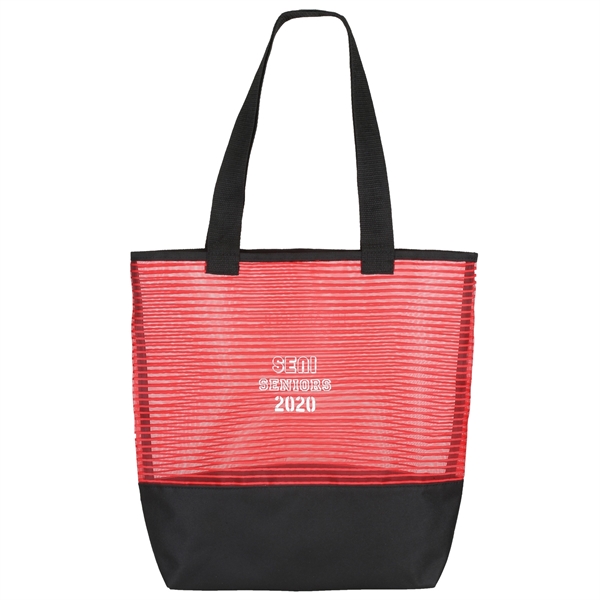 Stripe Mesh Weave Tote Bag - Image 5