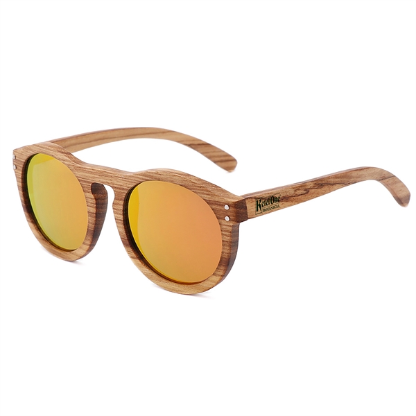 Zebra Full Wood Mirrored Promotional Sunglasses - Image 2