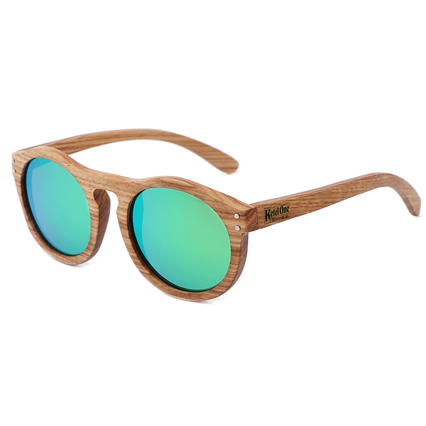 Zebra Full Wood Mirrored Promotional Sunglasses - Image 3