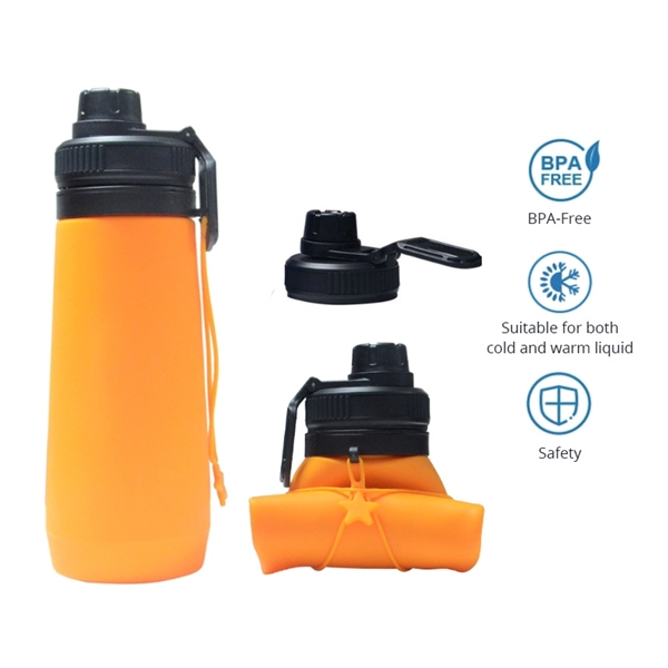 Foldable Silicone Water Bottle, 23 oz. - Image 1