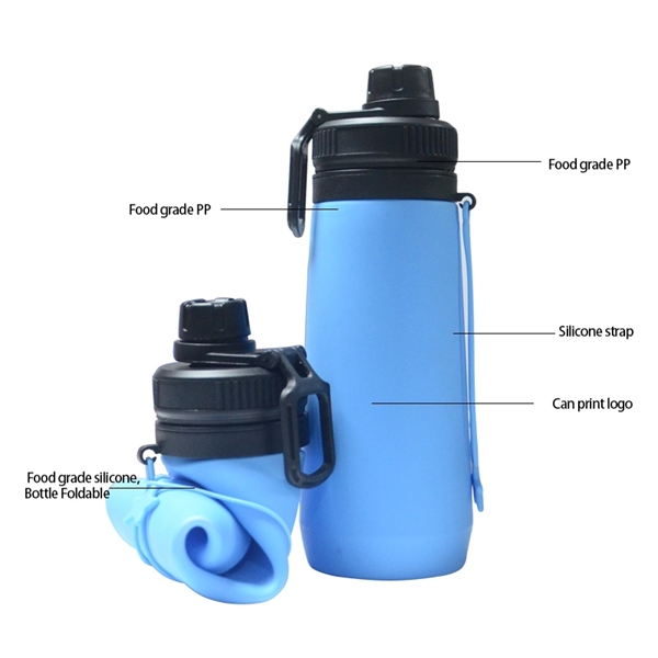 Foldable Silicone Water Bottle, 23 oz. - Image 2