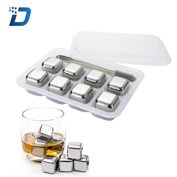 8 PC Reusable Stainless Steel Ice Cubes Set - Image 1