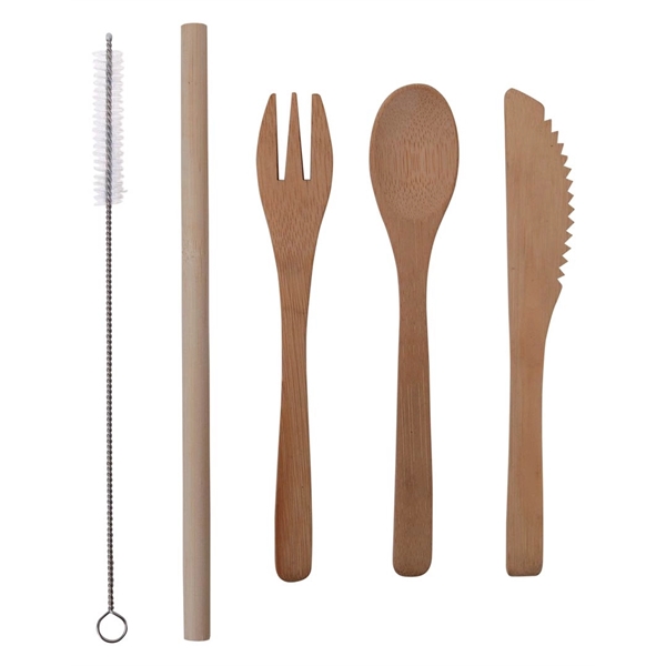 Bamboo Utensils with RPET Pouch - Image 4