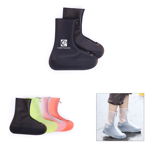 Long Silicone Rain Shoe Cover With Zipper - Image 1