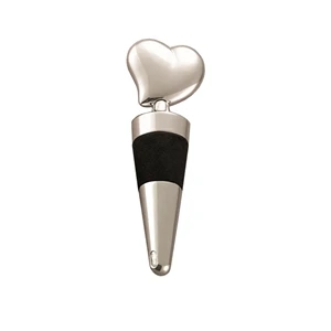 Solid Heart Bottle Stopper, Silver Plated