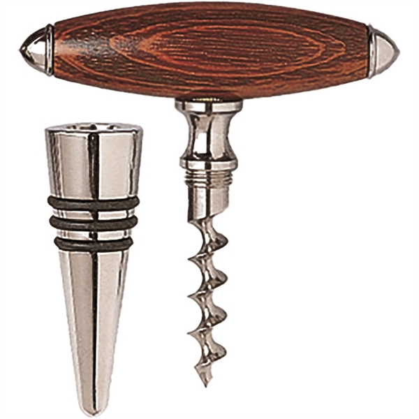 Rosewood Handle Corkscrew Cone/Stopper Combo - 2 pieces - Image 2