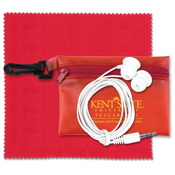 Earbud Tech Kit with Microfiber Cleaning Cloth In Translucen - Image 2