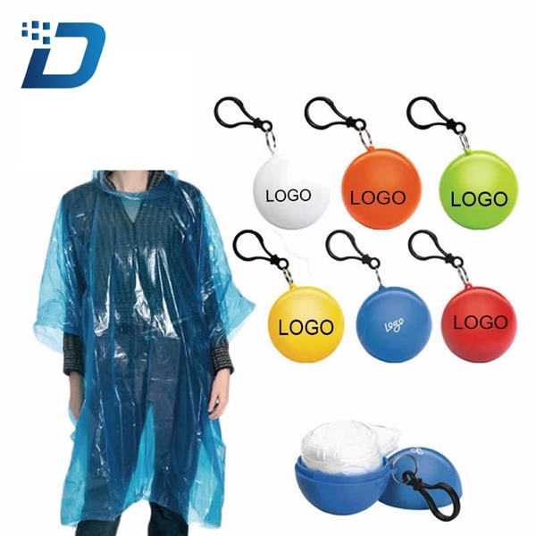 Disposable Ball Rain Poncho With Chain - Image 1