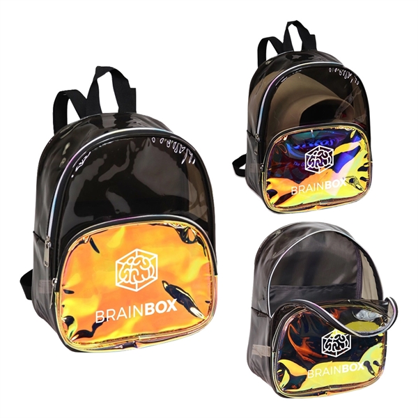 Black and Gold Clear Vinyl Backpack - Image 1
