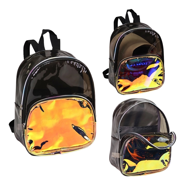 Black and Gold Clear Vinyl Backpack - Image 2