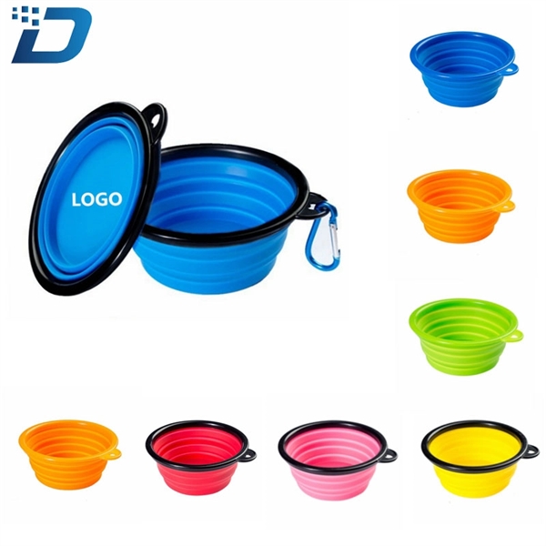 Folding Pet Feeding Travel Bowl With Carabiners - Image 1