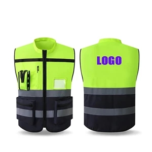 High Visibility Reflective Safety Vest with Collar