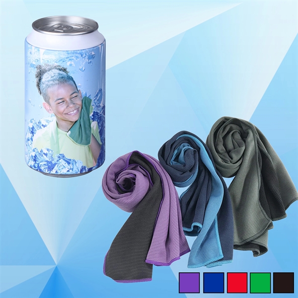 Microfiber Quick Dry & Cooling Towel in Can - Image 1